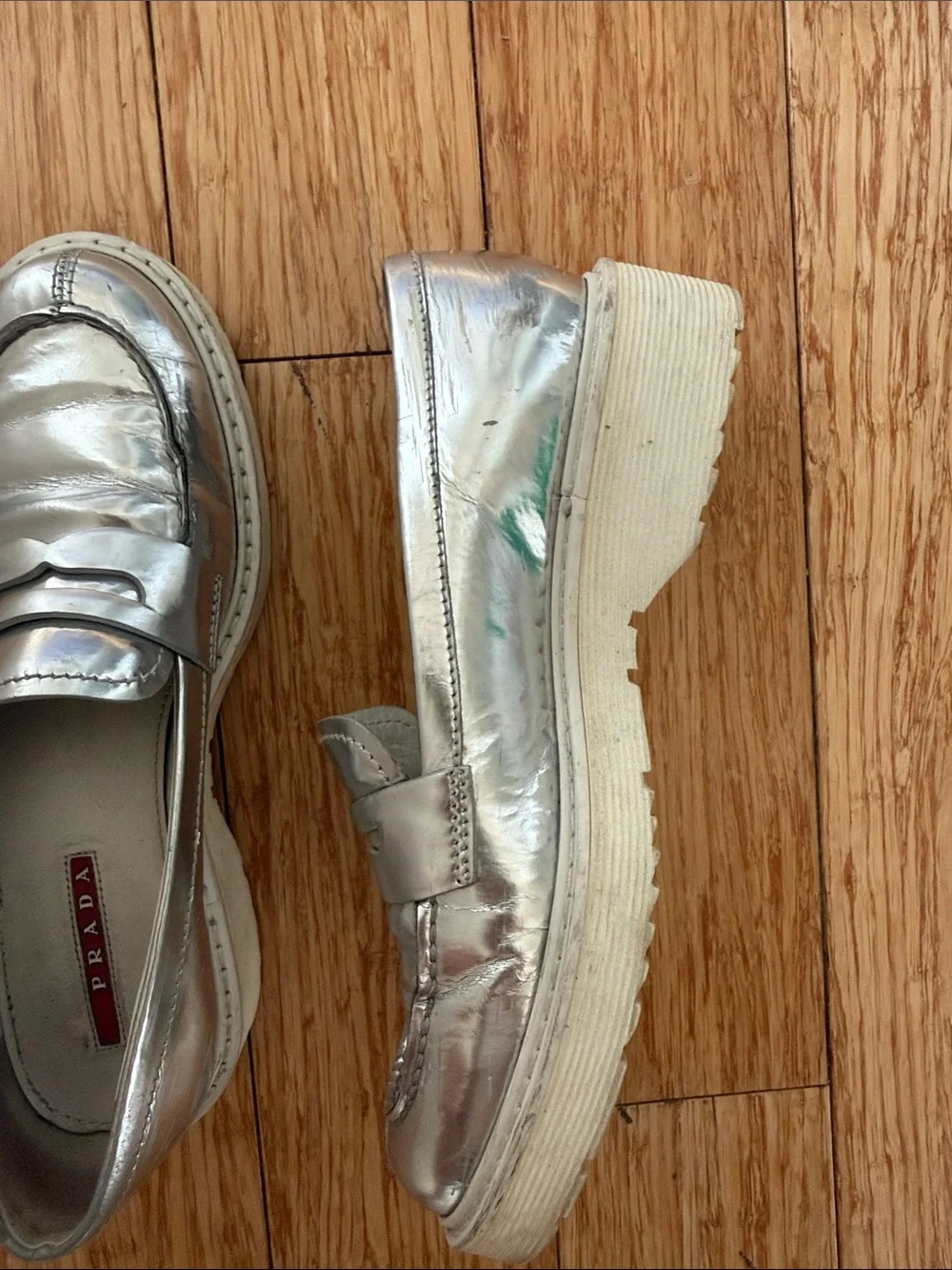 Silver Prada Loafers - 36 - Picture 4 of 6